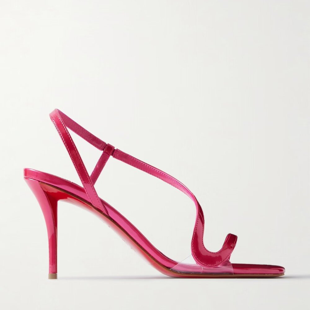 Christian Louboutin ROSA Z 80 Patent Strappy Sling Sandals Heels Shoe Pinup